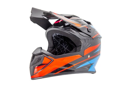 Kask motocyklowy dziecięcy cross czarno-niebieski połysk r. XL TORQ-911 1