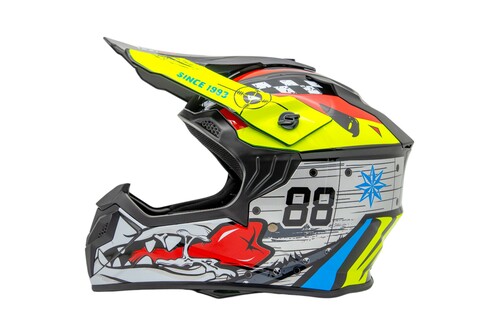 Kask motocyklowy cross dzięcięcy biało-czarny połysk r. L TORQ-911 2