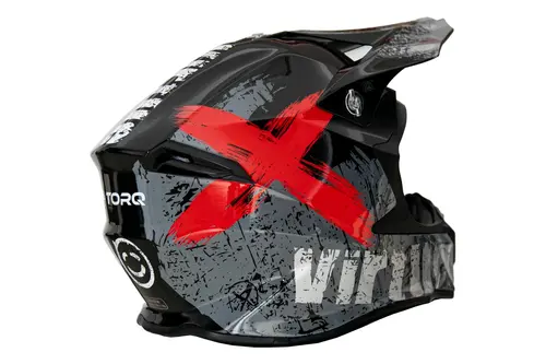 Kask cross dla dorosłych czarno-szary połysk rozmiar L TORQ-902 11