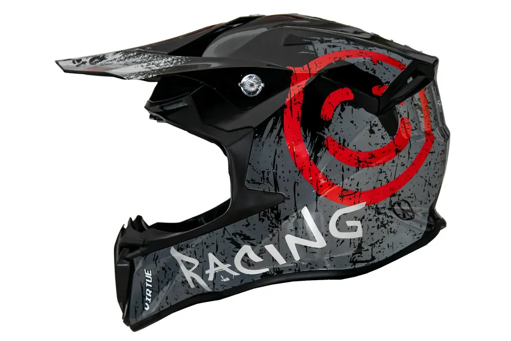 Kask cross dla dorosłych czarno-szary połysk rozmiar L TORQ-902 1