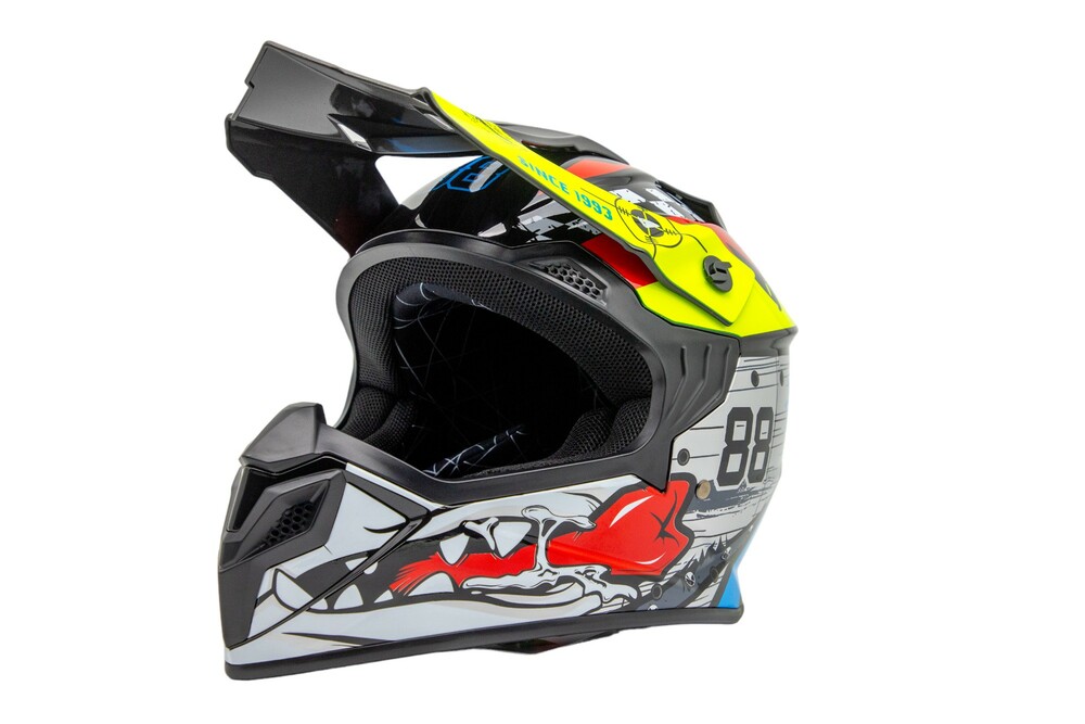 Kask motocyklowy cross dzięcięcy biało-czarny połysk r. L TORQ-911 1
